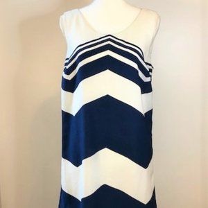 Gianni Bini GB Lined Blue White Mini Summer Dress with Unique Bow on Back Sz M